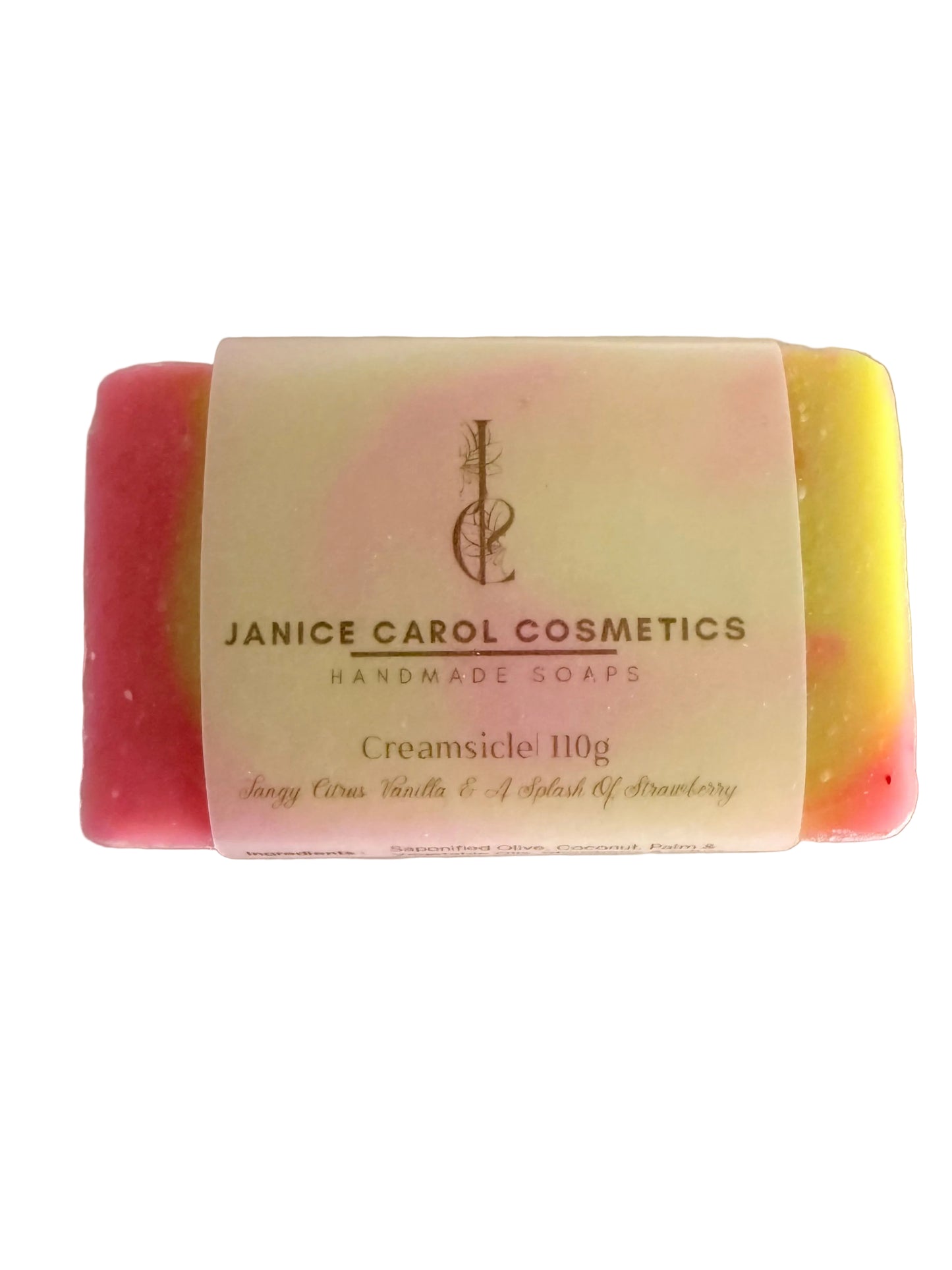 Creamsicle:  Orange tangerine swirls with a touch of strawberry