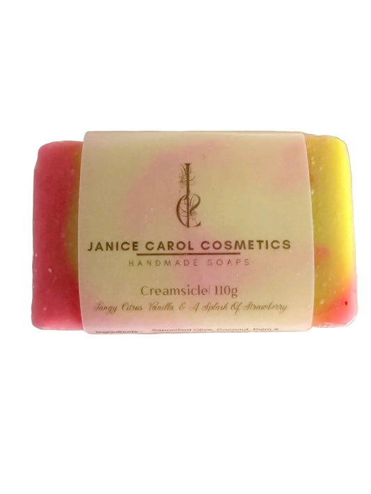 Creamsicle:  Orange tangerine swirls with a touch of strawberry
